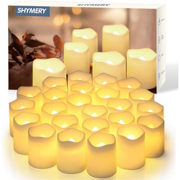 Flameless Votive Candles,Flameless Flickering Electric Fake Candle, 24 Pack - Picture 1 of 7